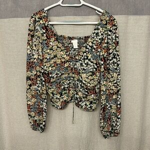 H&M Fall Floral Blouse Small